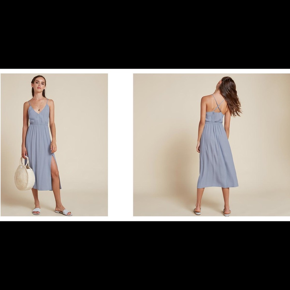 Reformations Kinsley dress in wisteria color